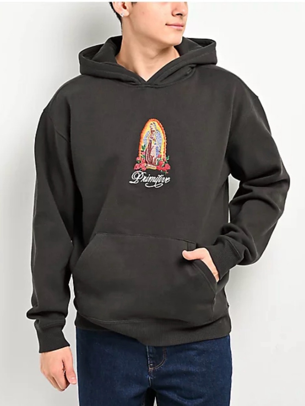 Primitive Virgin Black Heavyweight Hoodie XL Guadalupe Embroidered